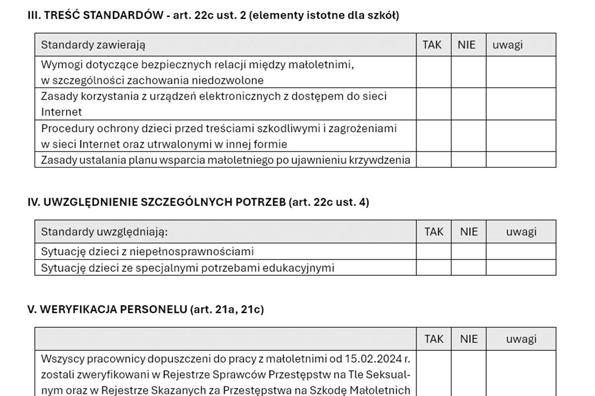 Lista kontrolna - podgląd